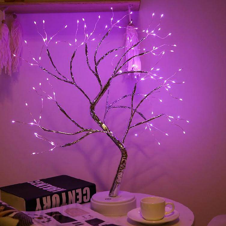 LED Bordslampa med Färgglada Trädljus | Veska Rosa Ljus
