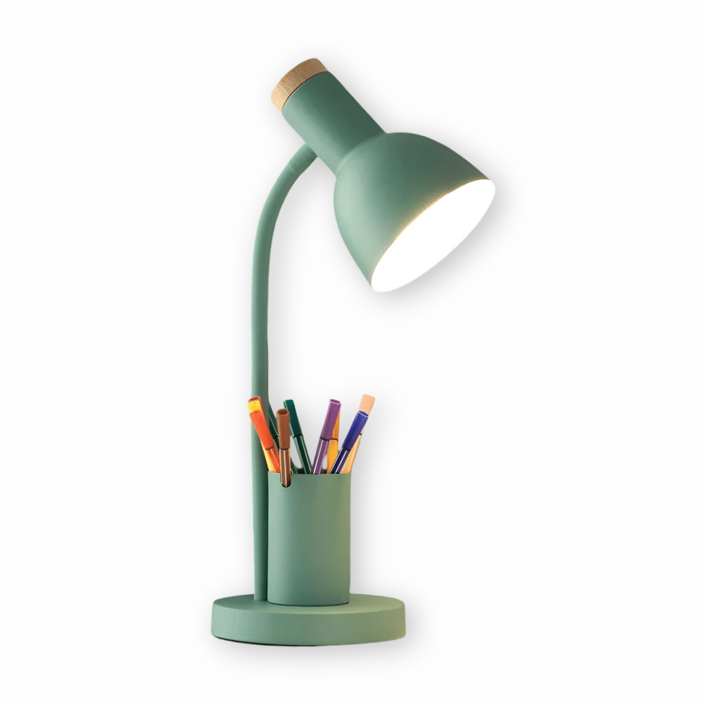 LED Bordslampa med pennhållare för organisation och stil | Veska Grön