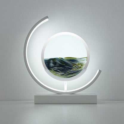 LED Bordslampa med Rörlig Sandlandskap – SandLight | Veska Vit Svart