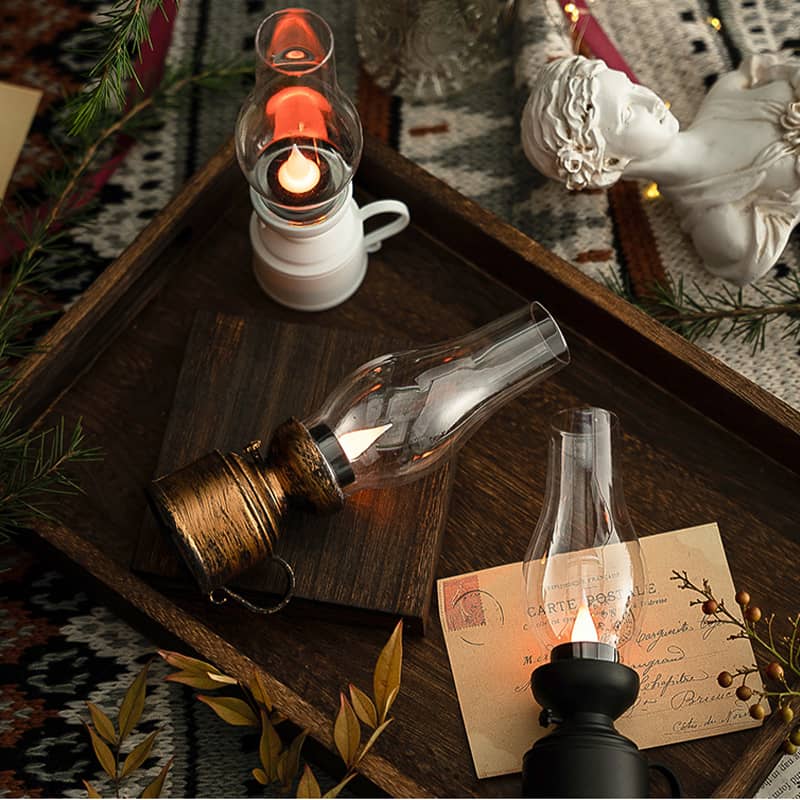 LED Bordslampa med Vintage Lantern Stil | Veska