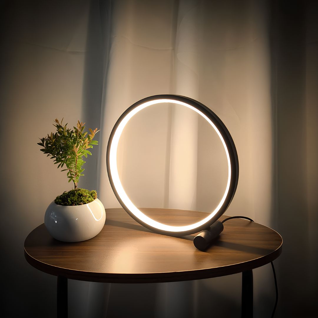 LED Bordslampa Ring Dimbar Sänglampa | Veska Svart