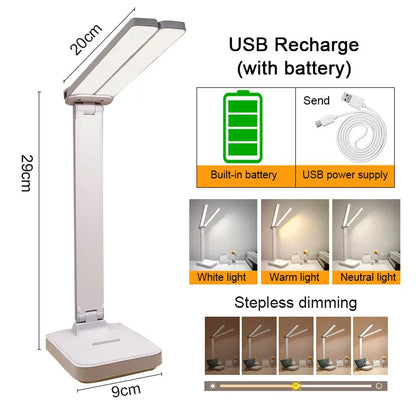 LED Bordslykta | Läsbelysning | USB Laddningsbar. Dimbara & Touch-Styrd för Läsning | Veska