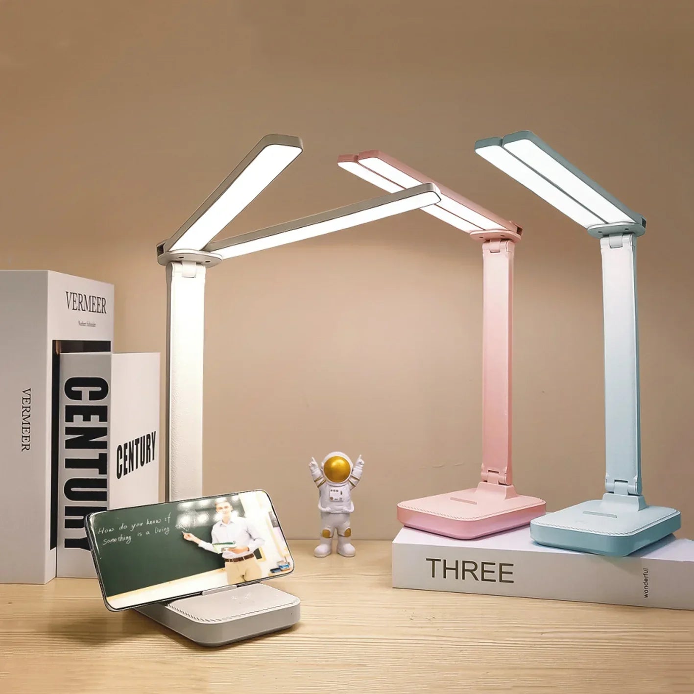 LED Bordslykta | Läsbelysning | USB Laddningsbar. Dimbara & Touch-Styrd för Läsning | Veska Vit