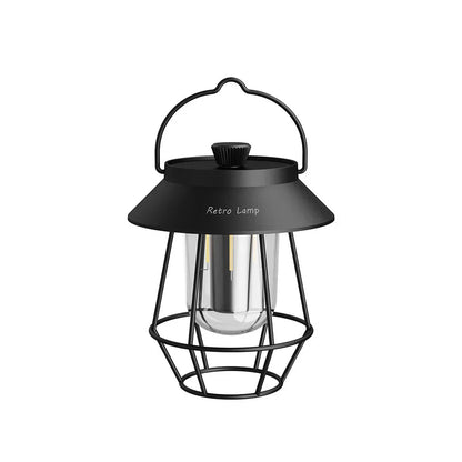 LED Campinglampa i Retrodesign – Bärbar Lampa för Inomhus och Utomhus | Veska Svart