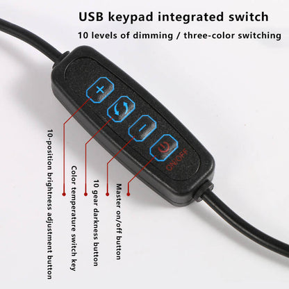 LED Fällbar Lång Arm Klämma Ögon Skydd USB Lästabellampa | Veska