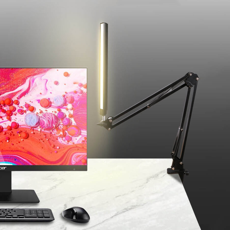 LED Fällbar Lång Arm Klämma Ögon Skydd USB Lästabellampa | Veska