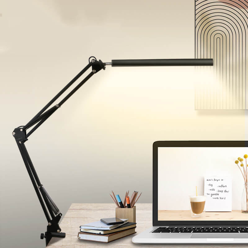 LED Fällbar Lång Arm Klämma Ögon Skydd USB Lästabellampa | Veska 12W Svart