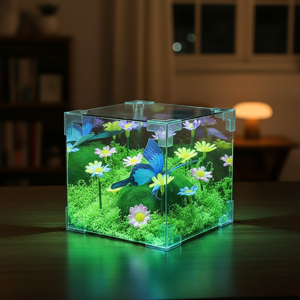 LED Fjäril Trädgård Kub Nattljus Dekor | Veska