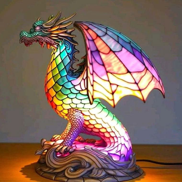 LED Hund Bordslampa – Modern Resin Design | Veska Flygande Draken