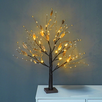 LED Lampa Träd Rustik PVC Bordslampa | Veska Guldpärlor
