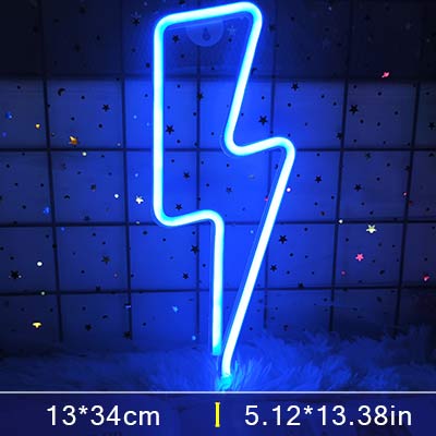 Led Lightning Neon Skylt Vägg Dekor | Veska Lightning1-Blå
