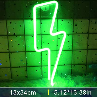 Led Lightning Neon Skylt Vägg Dekor | Veska Lightning1-Grön