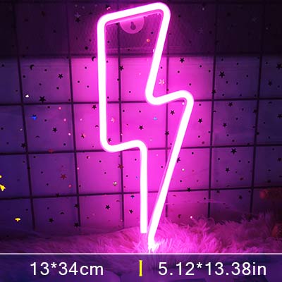 Led Lightning Neon Skylt Vägg Dekor | Veska Lightning1-Pink