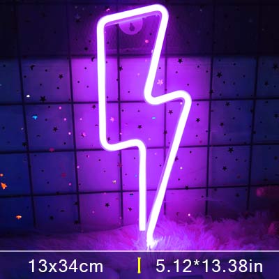 Led Lightning Neon Skylt Vägg Dekor | Veska Lightning1-Pruple