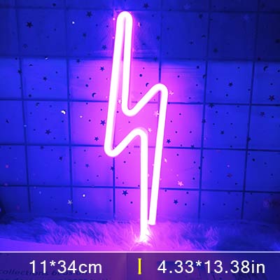 Led Lightning Neon Skylt Vägg Dekor | Veska Lightning2-Rosa