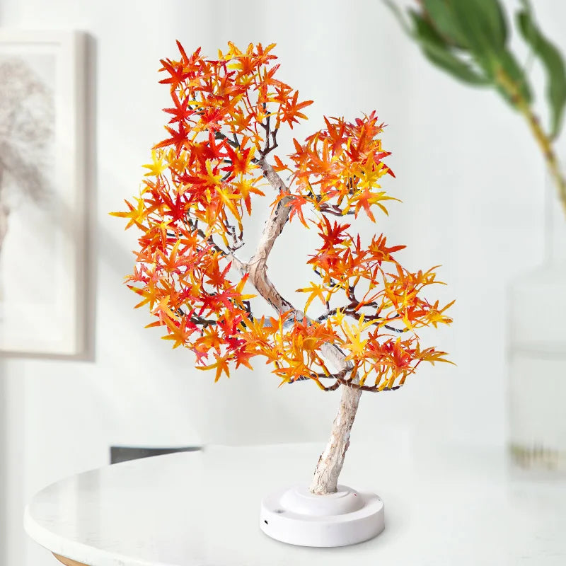 LED Lönnlöv Bonsai Träd Nattlampa – Dekorativ Bordslampa för Vardagsrum och Sovrum | Veska