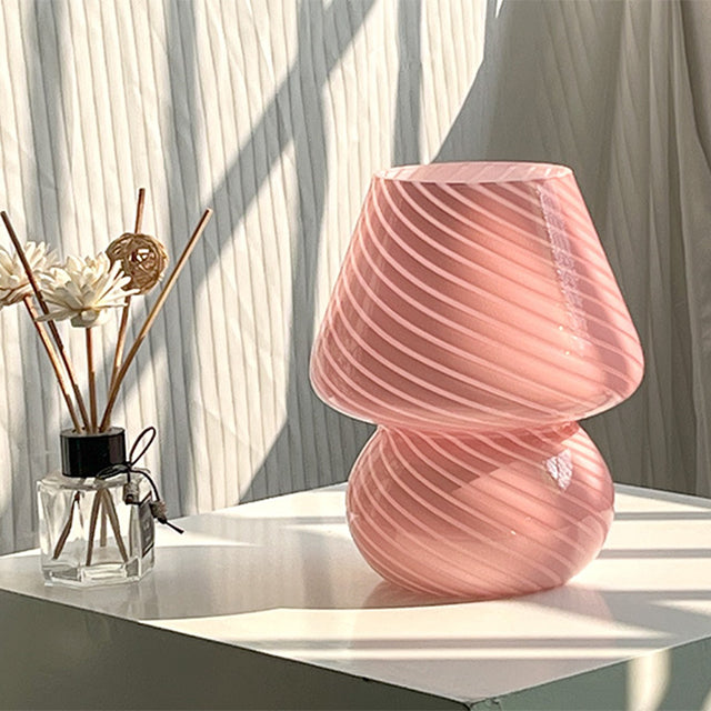 LED Skrivbordslampa i Svamppform gjord av Glas | Veska Rosa Textur