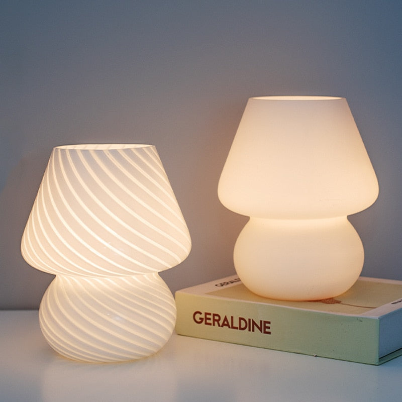 LED Skrivbordslampa i Svamppform gjord av Glas | Veska Texturerad Vit