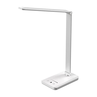 LED skrivbordslampa med USB-laddningsport, dimbar ögonvänlig läslampa för hemmet, med 5 ljusstyrkenivåer och 3 ljuslägen, touchkontroll, autotimer (Svart) | Veska Vit Utan trådlös laddare