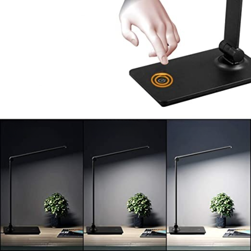 LED skrivbordslampa, touchkontroll skrivbordslampa med 3 ljusstyrkenivåer, dimbar kontorslampa med justerbart arm, hopfällbar bordslampa för skrivbord, sovrum, nattduksbord, kontor | Veska