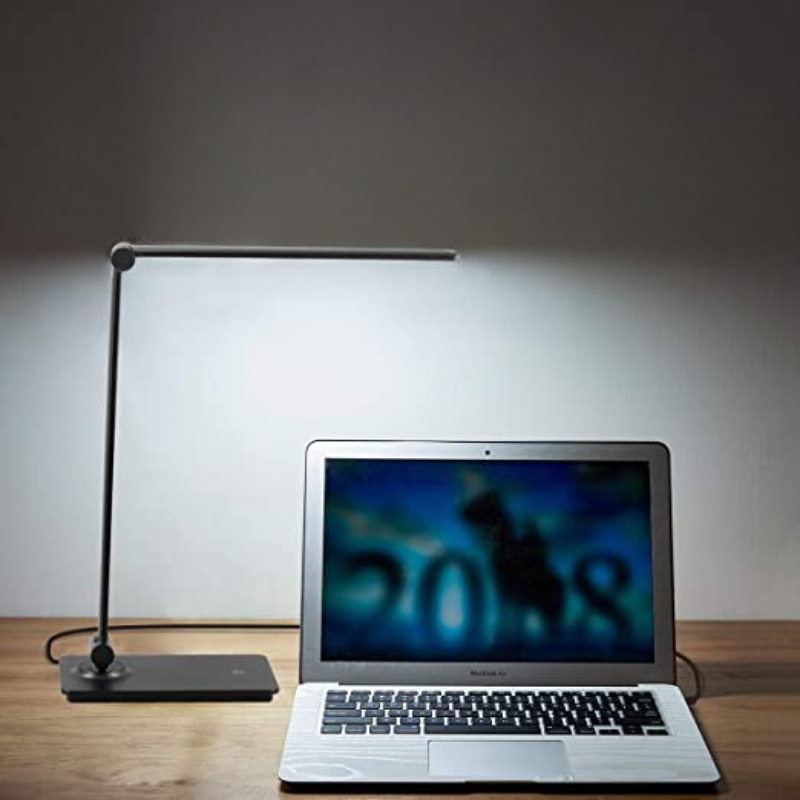 LED skrivbordslampa, touchkontroll skrivbordslampa med 3 ljusstyrkenivåer, dimbar kontorslampa med justerbart arm, hopfällbar bordslampa för skrivbord, sovrum, nattduksbord, kontor | Veska