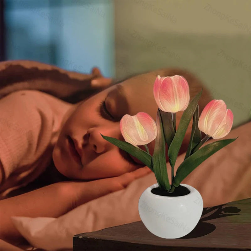 LED Tulpan Nattduksbord Lampa Blomma Bord Lampa | Veska