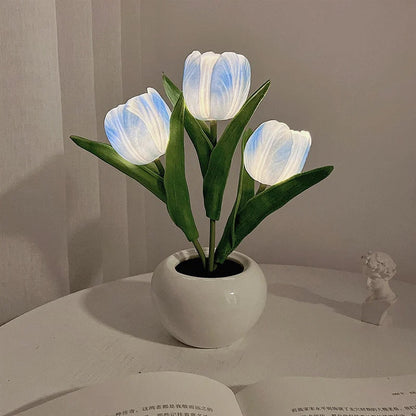 LED Tulpan Nattduksbord Lampa Blomma Bord Lampa | Veska 3 Flowers - Gradient Blue