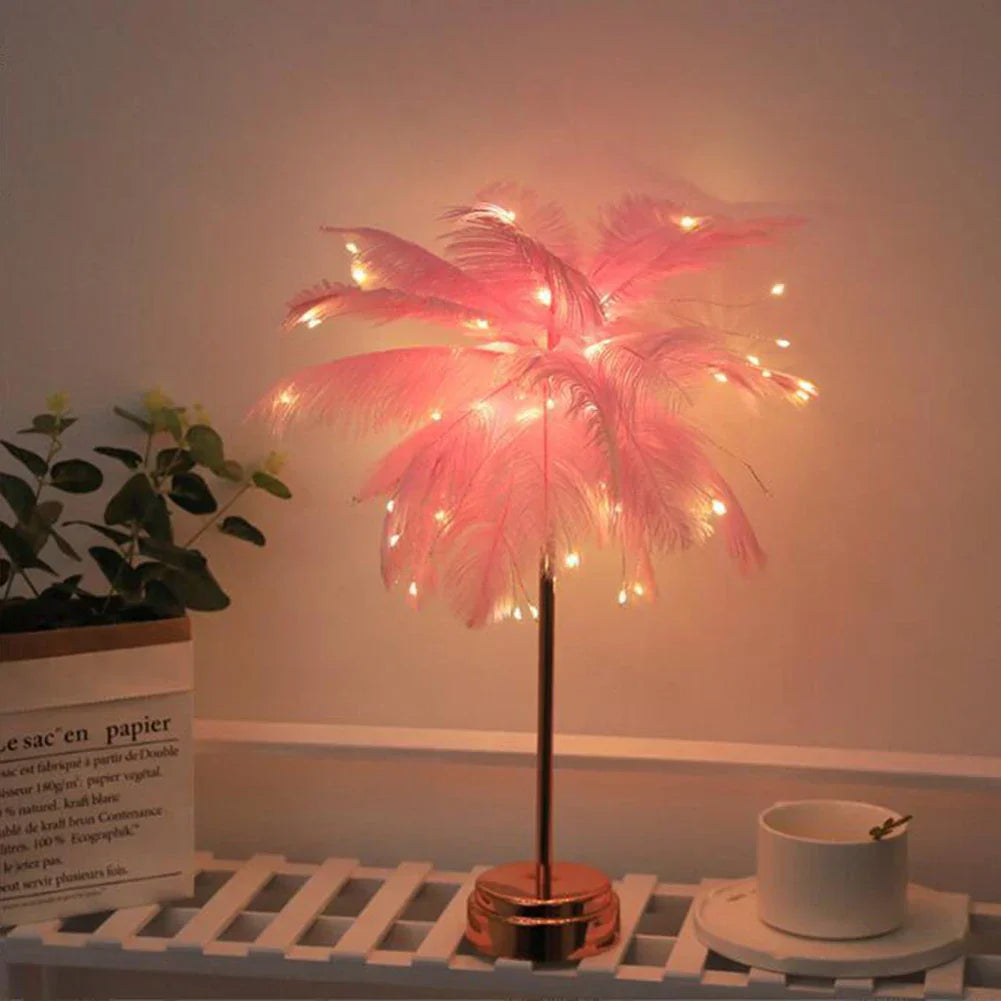 LED Vår Bordslampa Nattljus USB-drift Fjärrkontroll Nattdukslampor | Veska Rosa