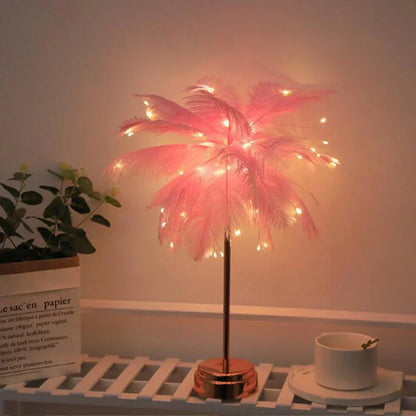 LED Vår Bordslampa Nattljus USB-drift Fjärrkontroll Nattdukslampor | Veska Rosa