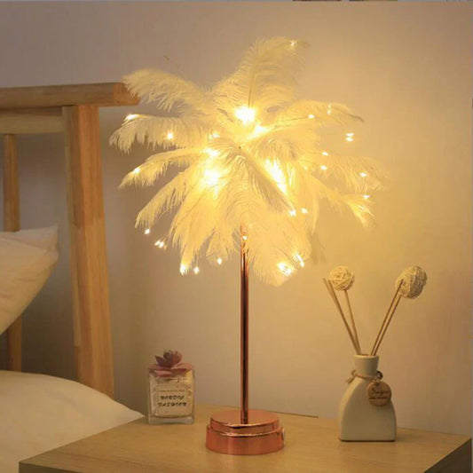 LED Vår Bordslampa Nattljus USB-drift Fjärrkontroll Nattdukslampor | Veska WEISS