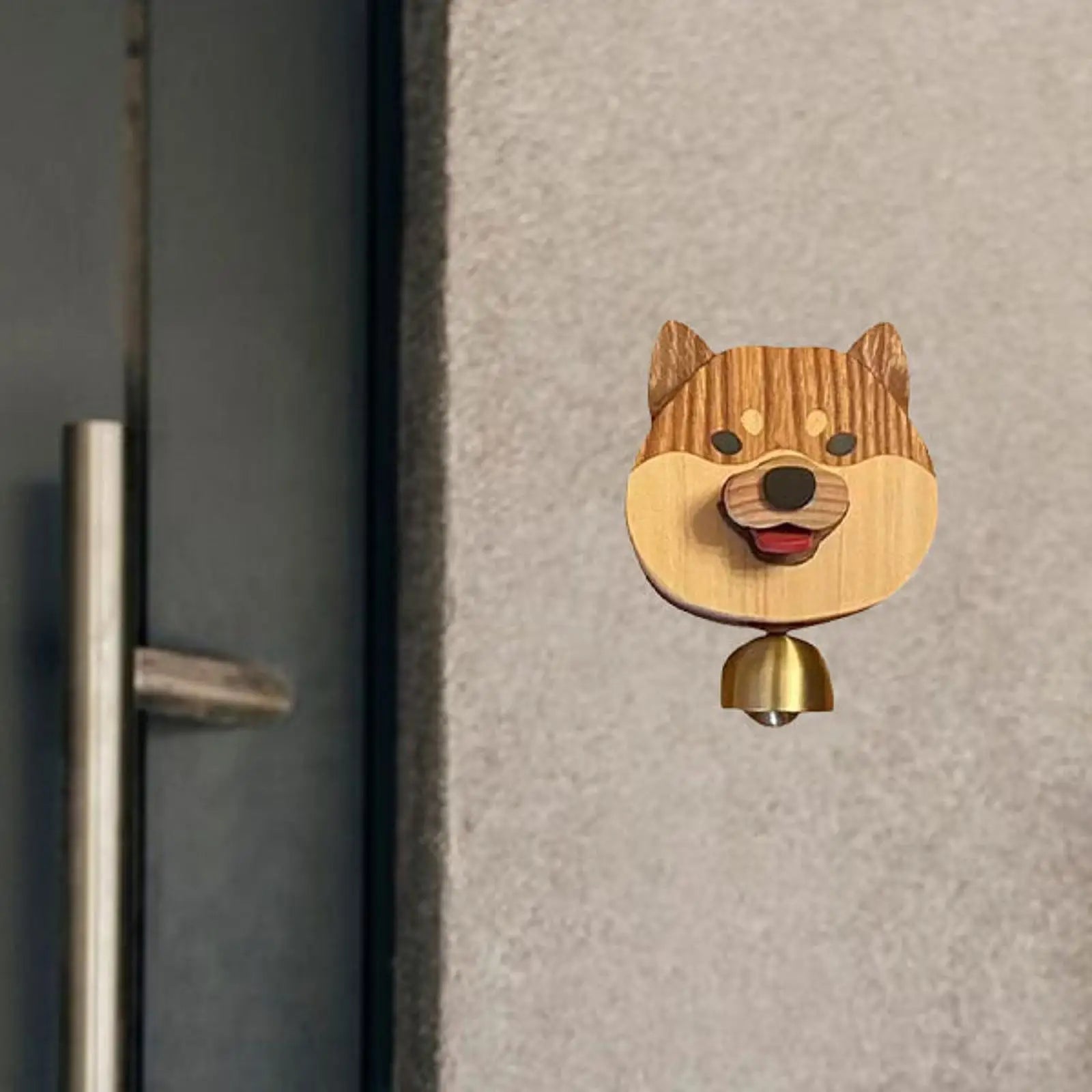 Lekfull Shiba Hund Ansikte Trä Dörrring | Veska
