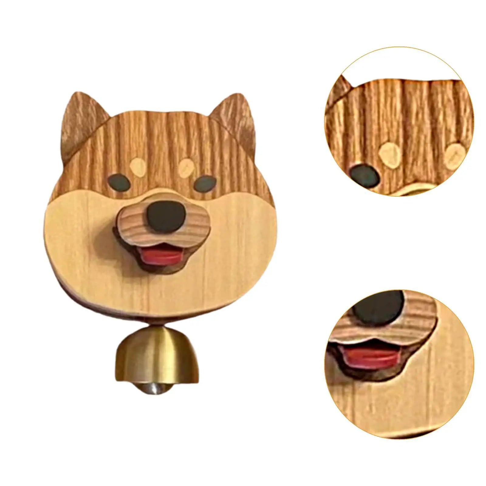 Lekfull Shiba Hund Ansikte Trä Dörrring | Veska