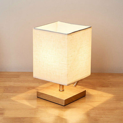LinenWood Minimalist Bordslampa – Naturträbas och linneskärm för varmt, modernt belysning | Veska Fyrkant