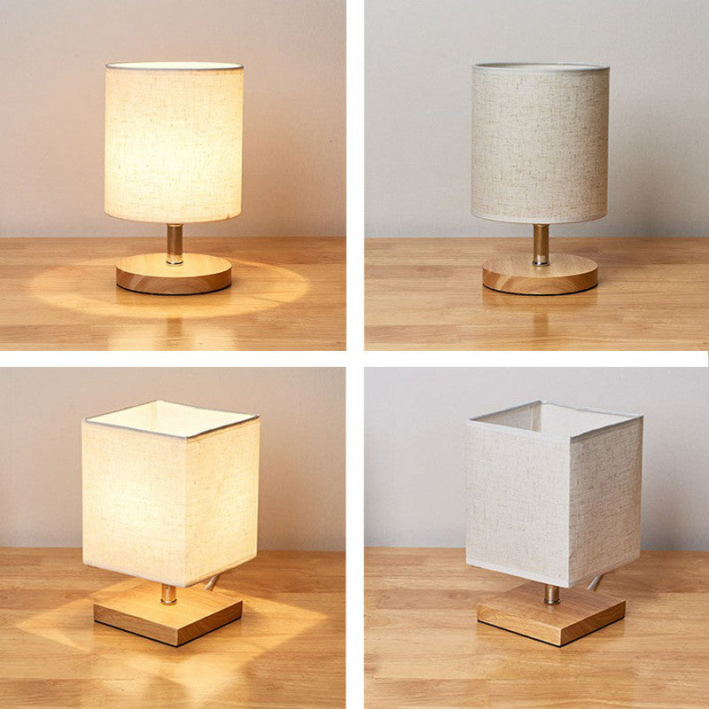 LinenWood Minimalist Bordslampa – Naturträbas och linneskärm för varmt, modernt belysning | Veska