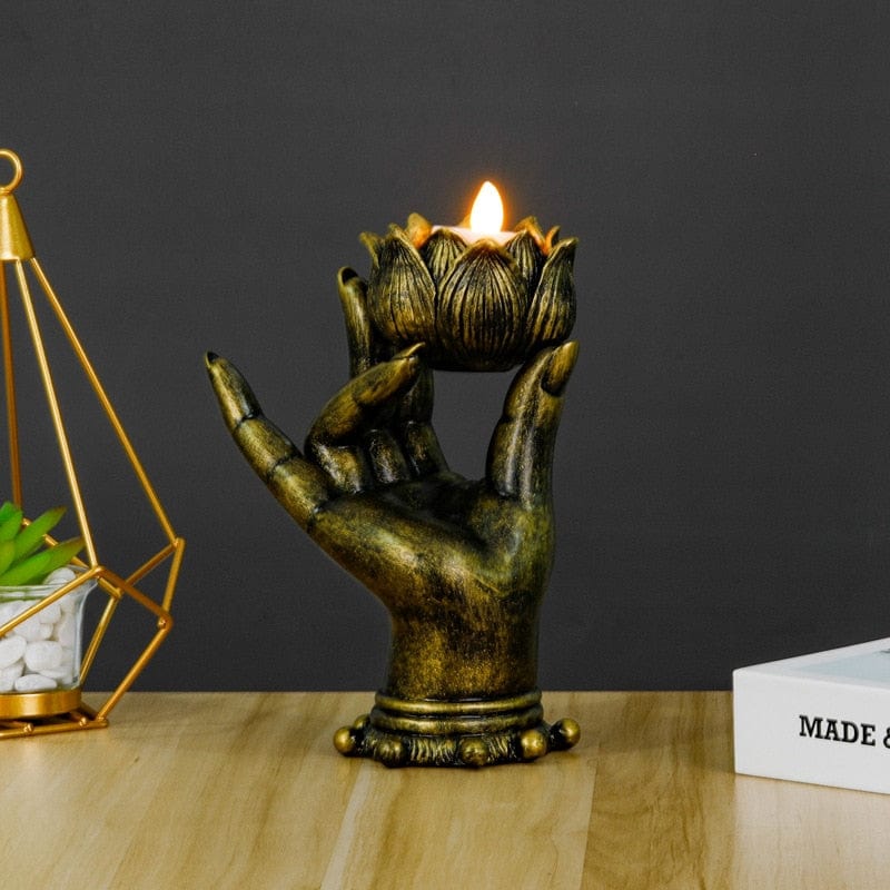 Lotus Buddha Hand Ljusstake | Veska