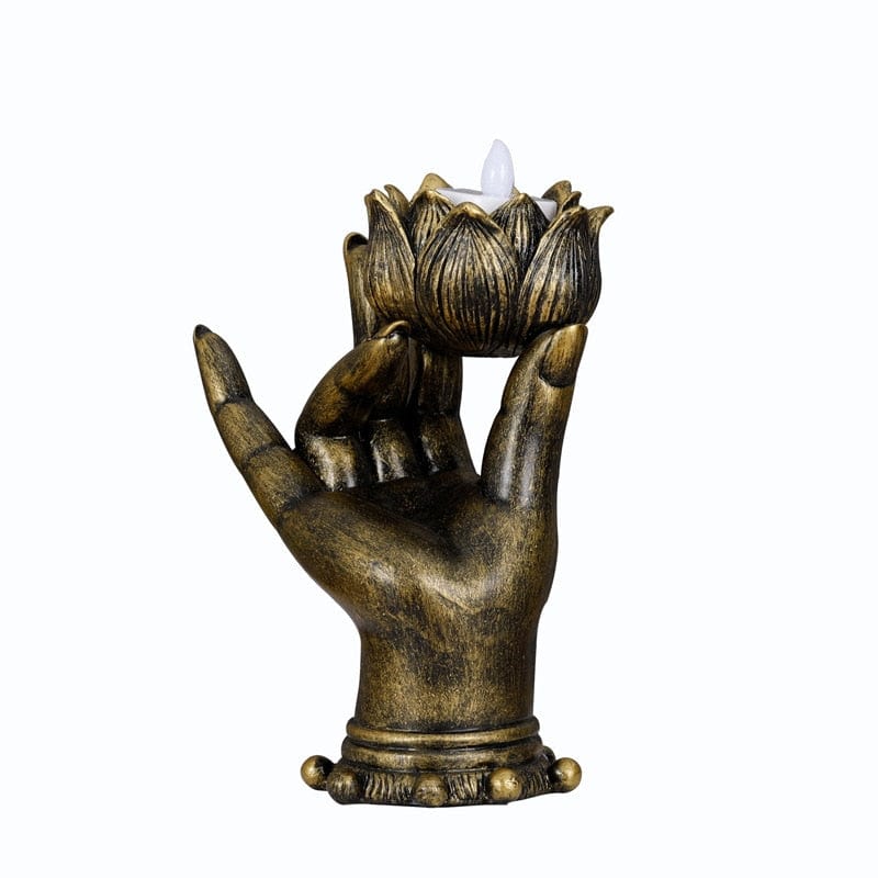 Lotus Buddha Hand Ljusstake | Veska Brons