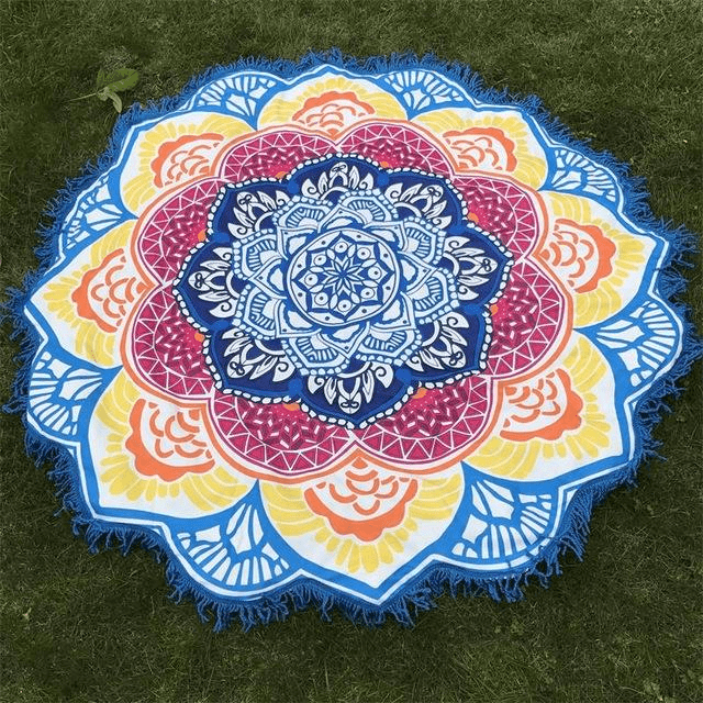 Lotus Mandala Tackel Rund Mat | Veska Blå Gul