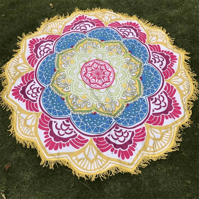 Lotus Mandala Tackel Rund Mat | Veska Gul Rosa
