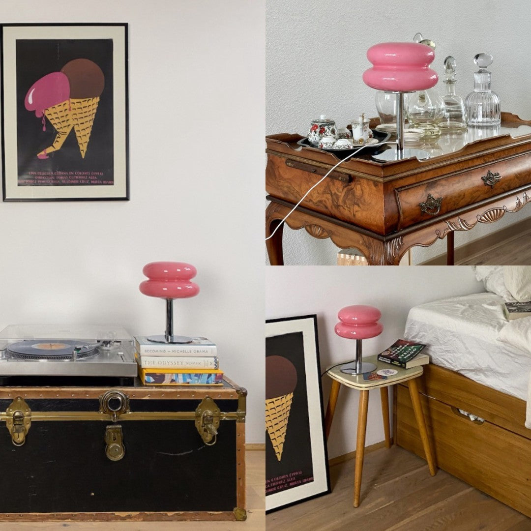 LueurRose – Retro Bordslampa med Dimbar LED och USB | Veska