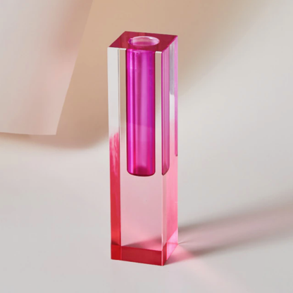 LumiForm Prisma Akryl Vaso & Organizer med Modern Design | Veska Fuchsia Rosa Lång
