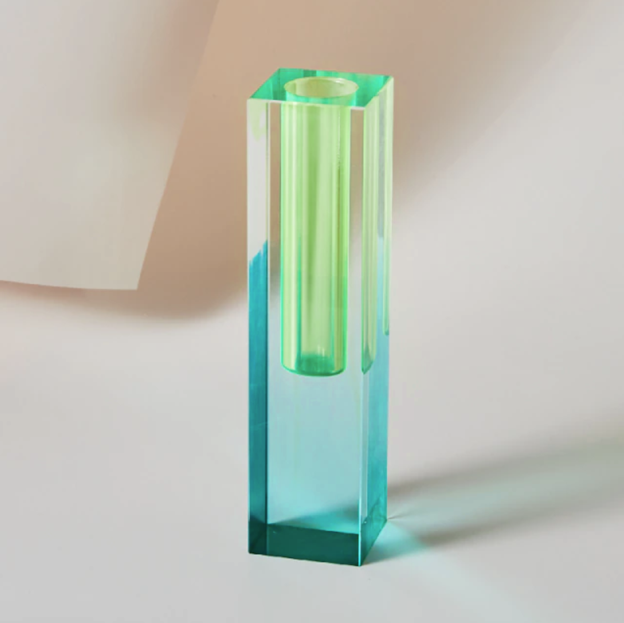 LumiForm Prisma Akryl Vaso & Organizer med Modern Design | Veska Lime Aqua Lång