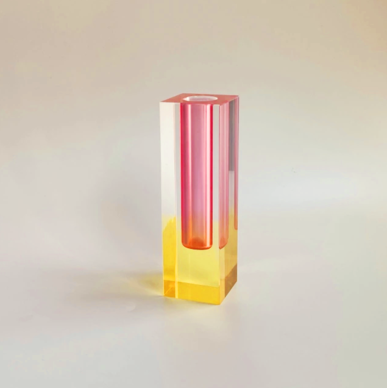 LumiForm Prisma Akryl Vaso & Organizer med Modern Design | Veska Rosa Gul Kort