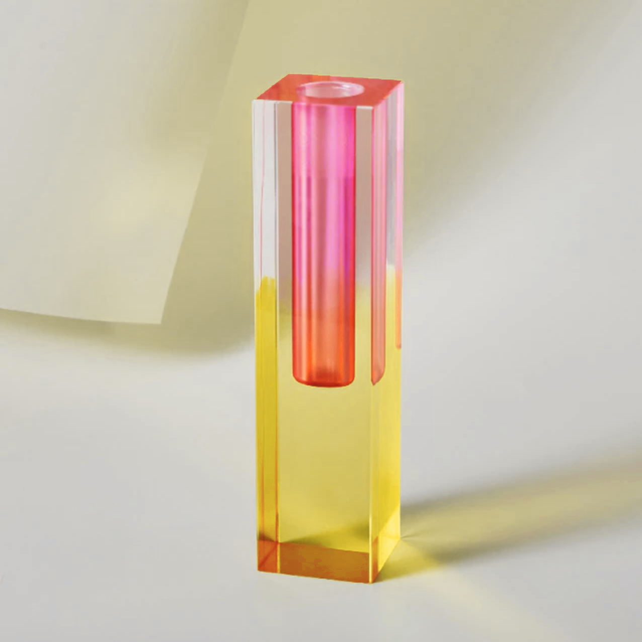 LumiForm Prisma Akryl Vaso & Organizer med Modern Design | Veska Rosa Gul Lång