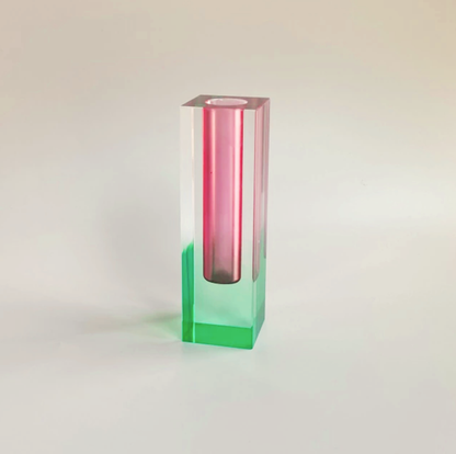 LumiForm Prisma Akryl Vaso & Organizer med Modern Design | Veska Rosa Lime Kort