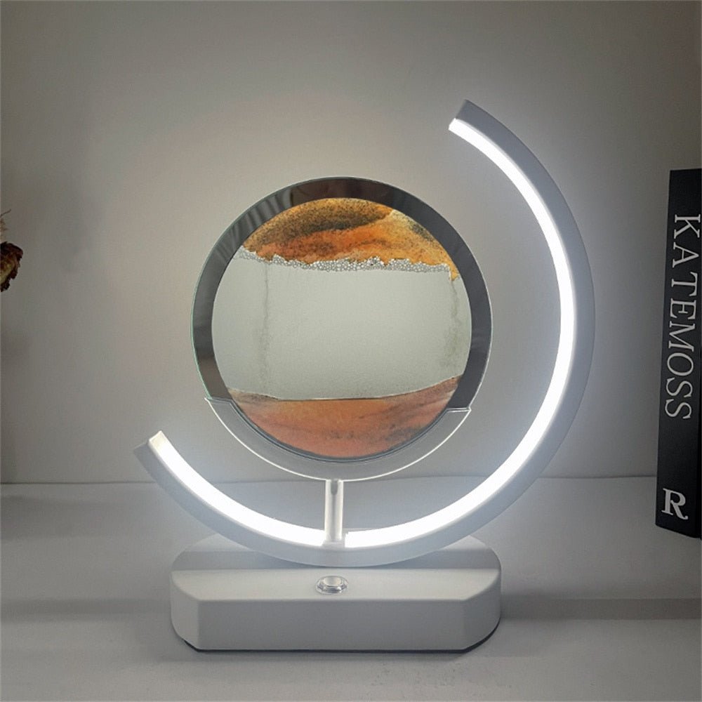 LUMISAND – 3D LED Flödande Sand Konst Bordslampa med USB Laddning | Veska Måne-Orange sand