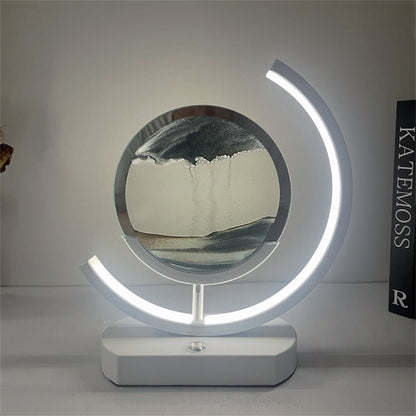LUMISAND – 3D LED Flödande Sand Konst Bordslampa med USB Laddning | Veska Moon-Svart sand