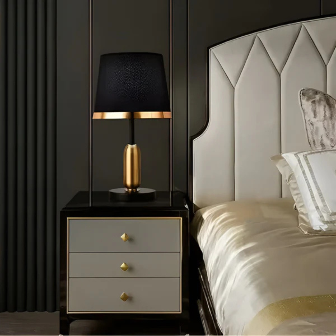 Lumivara Modern Svart Tyg Bordslampa – Elegant Hemljus | Veska