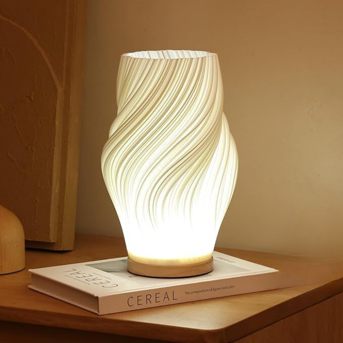 LunaSwirl | Lyxig Modern Swirl LED Bordlampa – Elegant Stämningsbelysning | Veska