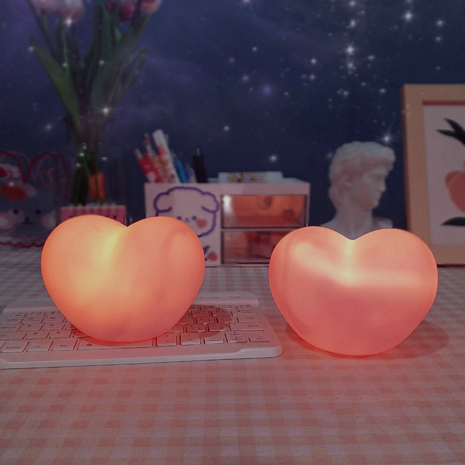 LuvSphere Silikon LED Nattljus | Hjärformad Design | Bordslampa | Varm Stämningsljus | Dekorativ | Veska Stor Rosa