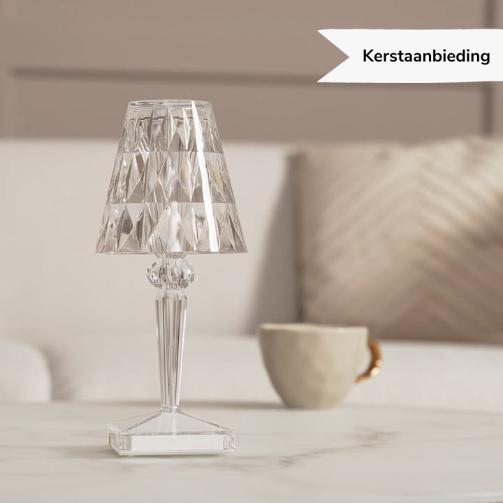 LuxeCrystal Premium LED Bordslampa | Trådlös | Dimbara Kristallbelysning | Stämningsljus & Dekoration | Veska